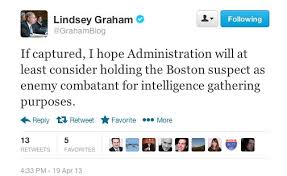 Lindsey Graham: Obama Should Hold Dzhokhar Tsarnaev As Enemy ... via Relatably.com