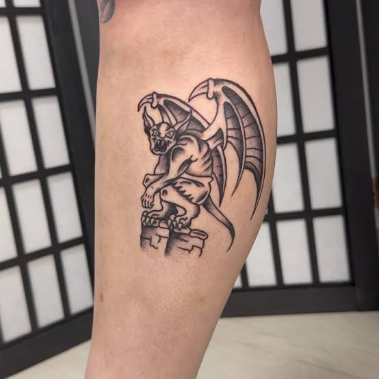 Super dope, traditional gargoyle tattoo that I got to do ...