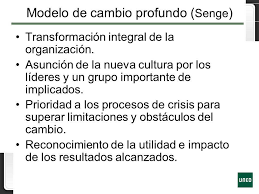 7.-Modelo de Cambio Profundo (Senge): 
Otro de los aspectos que han integrado en todo momento nuestra experiencia innovadora 