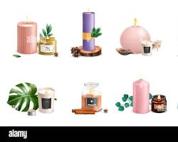 Изображение: Scented candles in various shapes and colors