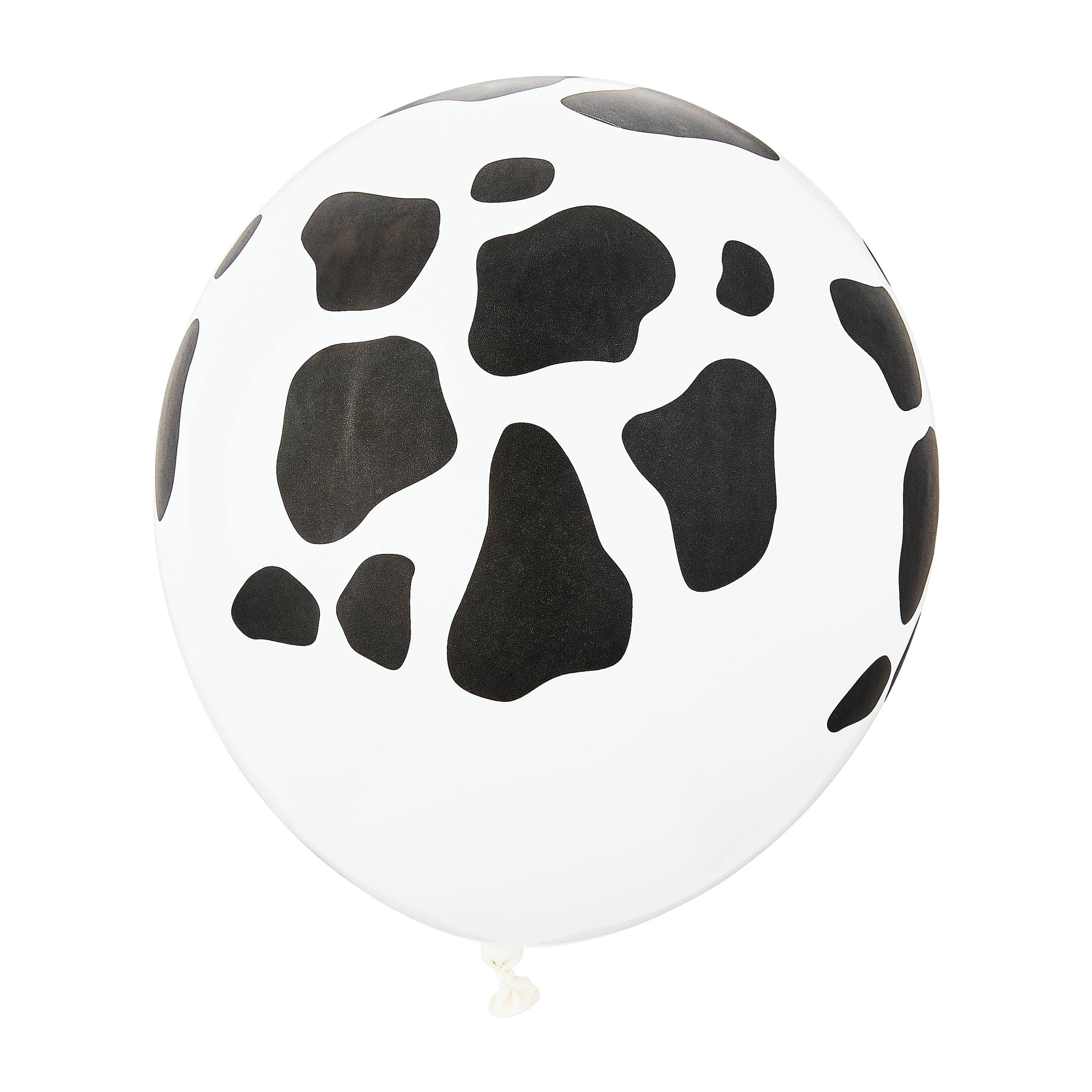 12" Black/White Cow Print Latex Balloons