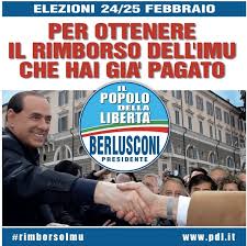 Per ottenere il rimborso dell'IMU che hai pagato vota PDL