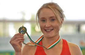 16 February 2014; Amy Foster, City of Lisburn AC, Antrim, with her - Amy%2BFoster