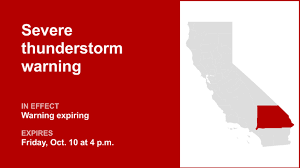 Severe Thunderstorm Warning in California and Nevada: Travel Alert
