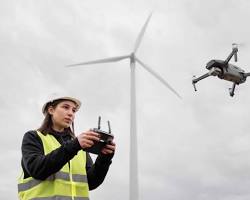 Изображение: drone equipped with AIpowered sensors, monitoring air and water quality in a forest