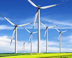 Imagem de Large wind turbines in a field