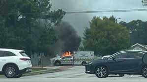 Charleston County EMS unit catches fire on US 17 near Shelmore Boulevard in Mount Pleasant — WTMA-AM