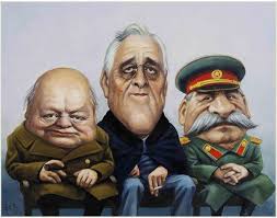 Resultado de imagen para Stalin, Roosevelt y Churchill celebran la Conferencia de Yalta