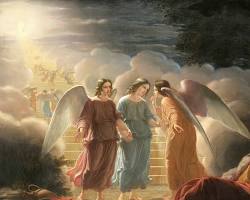 Immagine di Angeli e sfere celesti che irradiano luce