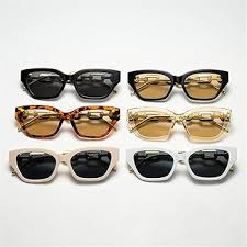 Small Frame Cat Eye Sunglasses Thick Chain Mirror Leg Sunshade Female,black brown at Amazon Women's Clothing store