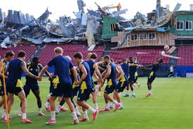 Demolition at Toyota Stadium during Sweden's training