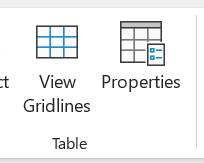 Image of Table Tools group in the Layout tab in Word