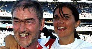 Fr Gerard McAleer, a life-long friend of Tyrone football manager Mickey Harte, who concelebrated his only daughter&#39;s wedding Mass to Down senior ... - MichaelaHarteWithMickeyHarteINPHO