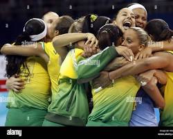 Hình ảnh về Brazil women's volleyball team celebrating