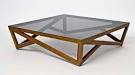 Glass and wood coffee table