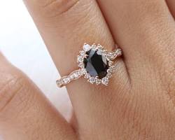 Image of Black diamond halo ring