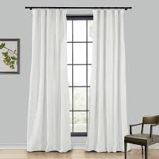 Amazon.com: TWOPAGES Linen Curtain, 96 Inches Long Solid Room Darkening Hook Belt Single Curtain Panel, Ivory White (1 Panel 50Wx96L) : Home & Kitchen
