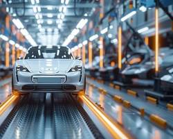 Image of modern electric vehicle assembly line
