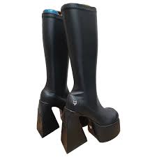 Vegan leather boots Naked Wolfe Black size 4 UK in Vegan leather - 47112171