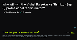 September 8, 2026: Vishal Balsekar vs Shimizu Tennis Prediction Market