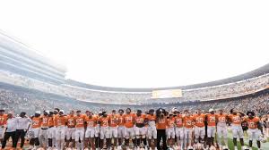 Tennessee football players at Neyland Stadium before the Furman game