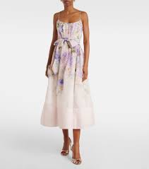 Dawning floral silk and linen corset dress in multicoloured - Zimmermann | Mytheresa