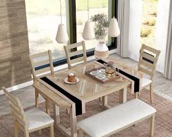 Image of solid wood dining table with natural grain