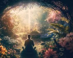 Image of person meditating in a serene garden
