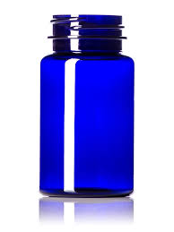 Cobalt Blue PET Plastic Pill Packer Bottle, B641