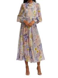 Zimmermann Rhythmic Smocked Midi Dress on SALE | Saks OFF 5TH