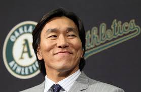 Hideki Matsui looks on during a press conference where he was introduced as the newest member of the Oakland Athletics at Oakland-Alameda County ... - Oakland%2BAthletics%2BIntroduce%2BHideki%2BMatsui%2BkK_OcIHFAbpl