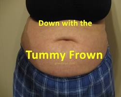 รูปภาพcustomer frowning and looking at their stomach