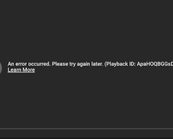 Image of YouTube error message