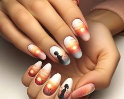 Image de Mother and Child Silhouette with Hearts Nail Art