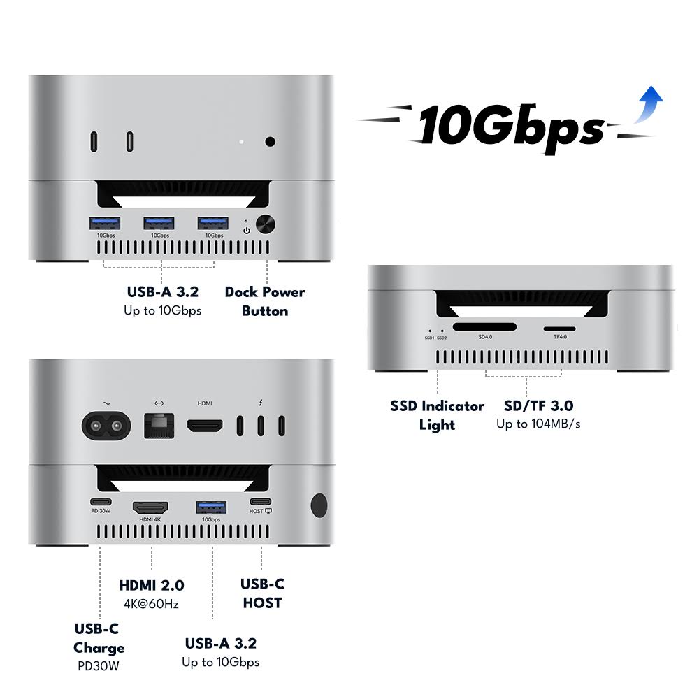 Acasis 40Gbps Mac mini M4 Dock & Dual-Bay SSD Enclosure