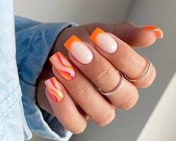 Hình ảnh về Orange French nail design