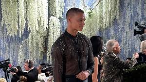 Tyriq Withers arrives for his first Met Gala in Louis Vuitton