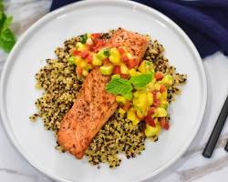 Salmon with quinoa and mango salsa