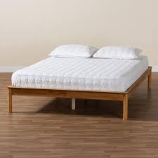 Baxton Studio Efren Mid-Century Modern Honey Oak Finished Wood Queen Size Bed Frame - Walmart.com