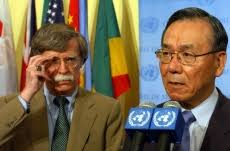 Non-permanent seats cannot be held for consecutive terms. Japan &#39;s UN Ambassador Kenzo Oshima (R) and his then US counterpart, John Bolton at the UN - KenzoOshimaJohnBolton529