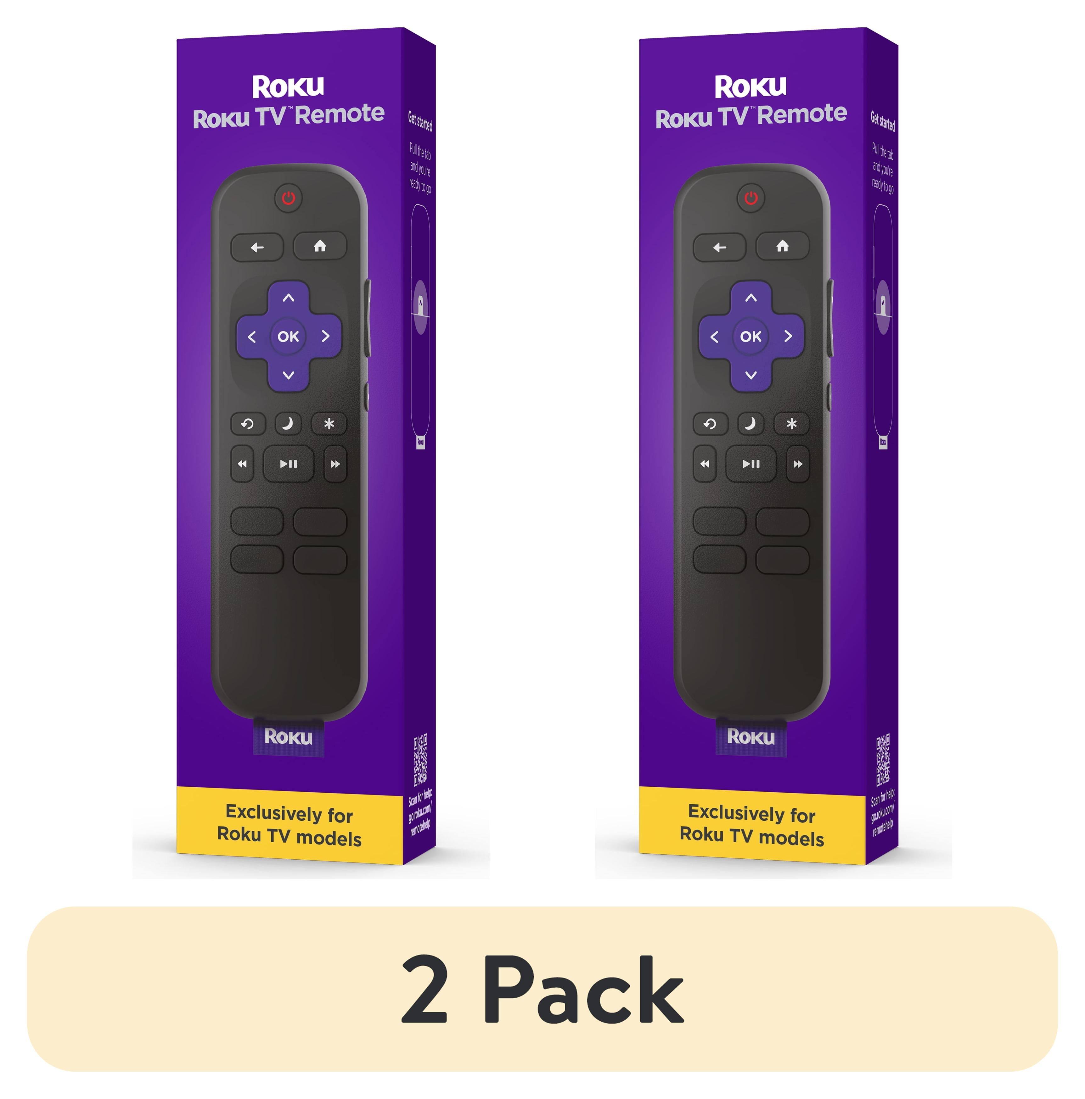 (2 pack) Roku TV Remote Control - Simple Setup & App Shortcuts - Compatible with Roku TV models Only - Black