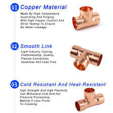 Copper End Feed Equal Tee Fittings Φ6mm to Φ133mm 3 Way Pipe ...