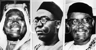 Ahmadu Bello, Obafemi Awolowo, Nnamdi Azikiwe, Nigeria Nigerian Regional Leaders Original Caption: 1962-Lagos, Nigeria- Parliamentary democracy has another ... - ahmadu-bello-obafemi-awolowo-nnamdi-azikiwe-nigeria-1962