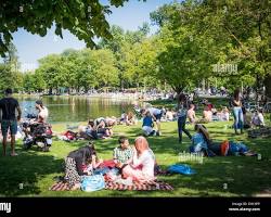 Image of Vondelpark in Amsterdam with people relaxing and enjoying the outdoors