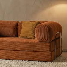Nubo – Canapé Compressé Orange 2 Places en Velours Côtelé Comfeo