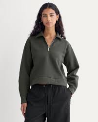 Luxe Fleece Zip Polo | Washed Black – Everlane