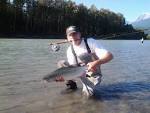 Fly fishing pink salmon