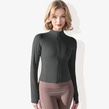 Anna-Kaci Active Women's Stretchy Long Sleeve High Neck Zip Pocket Sports Jacket-Medium, Gray : Target