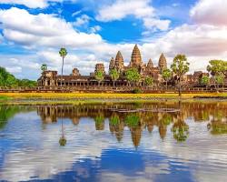 Image of traditional Cambodian monastery offering accommodations to visitors