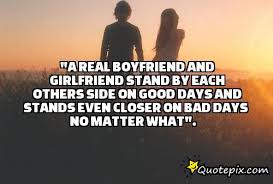 A real boyfriend and girlfriend stand by each others side on Good ... via Relatably.com